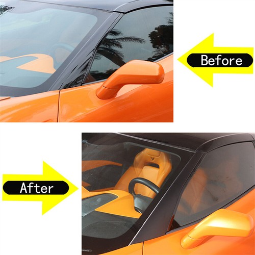 PVC Black Window A-pillar Decal Sticker Cover For Chevrolet Corvette C7 2014-19 - Foto 3 di 15