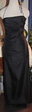 Amsale black taffeta bridesmaids evening formal long halter dress 4