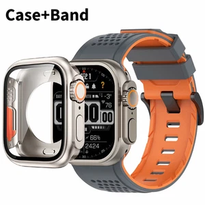 Silicone Band + Case Protector for Apple Watch 44/45/46mm Series 11 10 9 8 7 SE