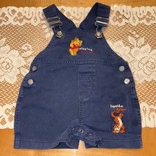 Winnie The Pooh Tigger Embroidered Denim Short Overalls 12 months Infant Vintage