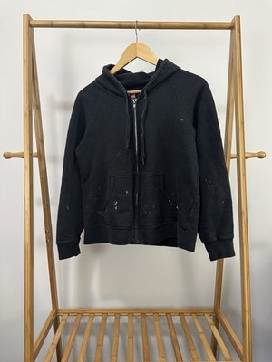 VTG Faded Paint Splatter BOXY Worn Raglan Full Zip Hoodie Skate Sweatshirt L