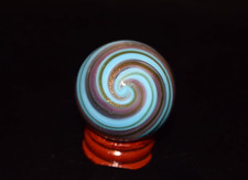      Goldstone Multi-Color Spirals Handmade Art Marble   Jumbo size 1.550"