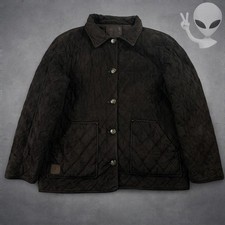 Lauren Ralph Lauren Quilted Jacket Medium Brown Velvet Button Front Vintage