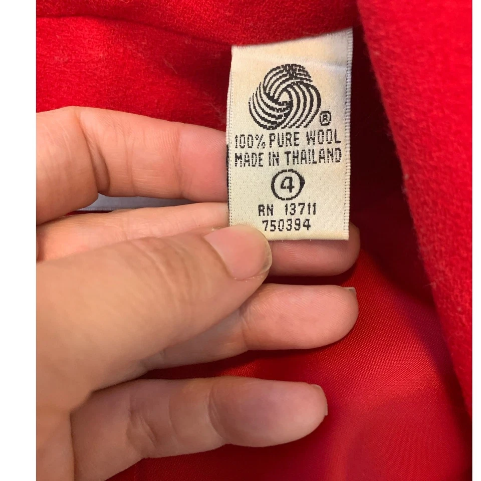 Valerie Stevens Vintage Rojo Lana Falda Doble Pecho Blazer Traje Conjunto Talla 4 Foto 4 de 4