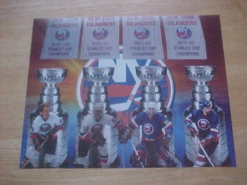 New York Islanders 4 IN EINER REIHE Stanley Cup Champs 8 x 10 Foto KOSTENLOSER VERSAND 3/mehr