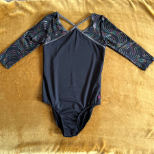 CAPEZIO Future Star Dance Leotard Black LARGE 10/12 Gymnastics Long Sleeve