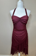 Y2k City Triangles Womens Halter Ruffled Asymmetrical Dress Sz L Prom Fairy Midi