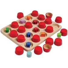 Wooden Memory Matching Game with Assorted Shapes, Multicolor