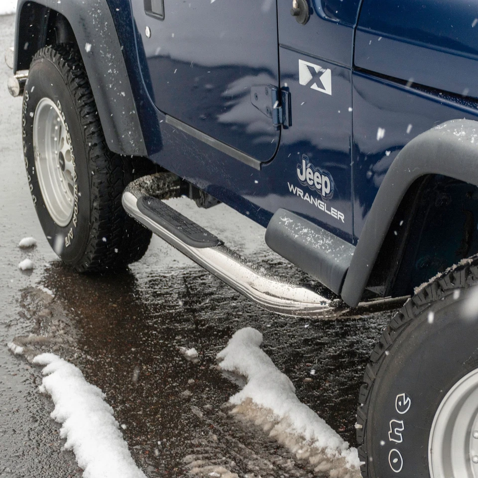 Aries 3in Round Stainless Steel Nerf Bars Side Steps for 1987-2006 Jeep Wrangler Foto 2 de 4