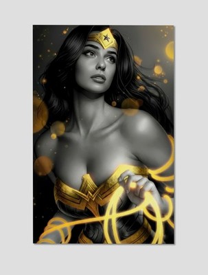 Wonder Woman Print Poster Gold Premium Giclee DC Comics Wall Art 11'' x 17''