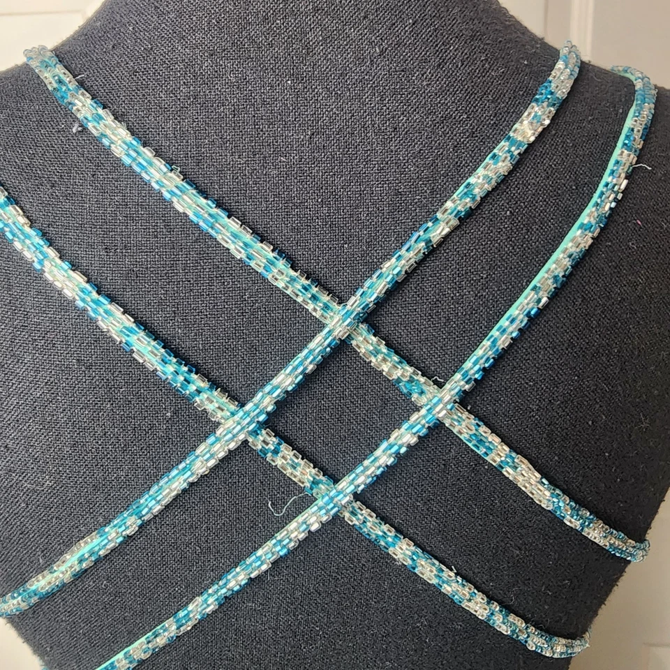 Vintage Cache Maxi Dress 12 100% Pure Silk Beaded Ombre Backless Long Prom Gown - Image 3 of 4