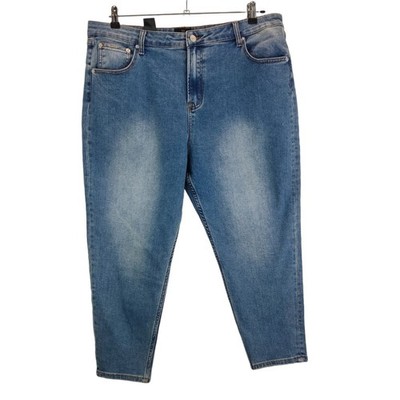 LL Love Leggings Damen Mom Jeans Mid Wash Blau Gerades Bein Größe 20 Kostenloser Versand