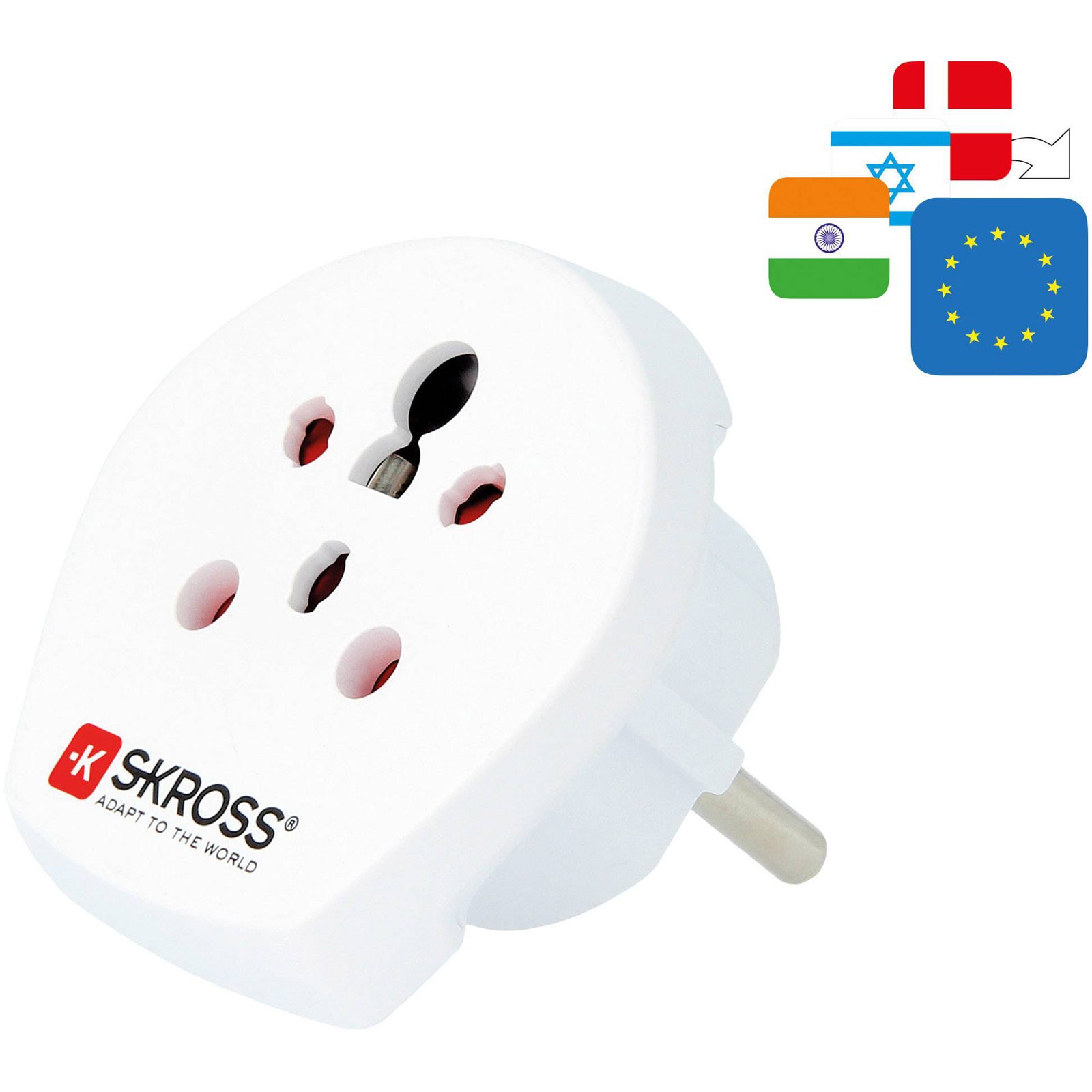Skross Travel Adapter India Israel-Denmark to EU devices