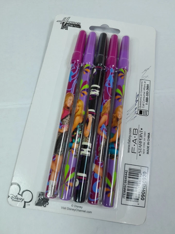 Pacote com 5 canetas bastões vintage Disney Hannah Montana material para escritório - Imagem 4 de 4