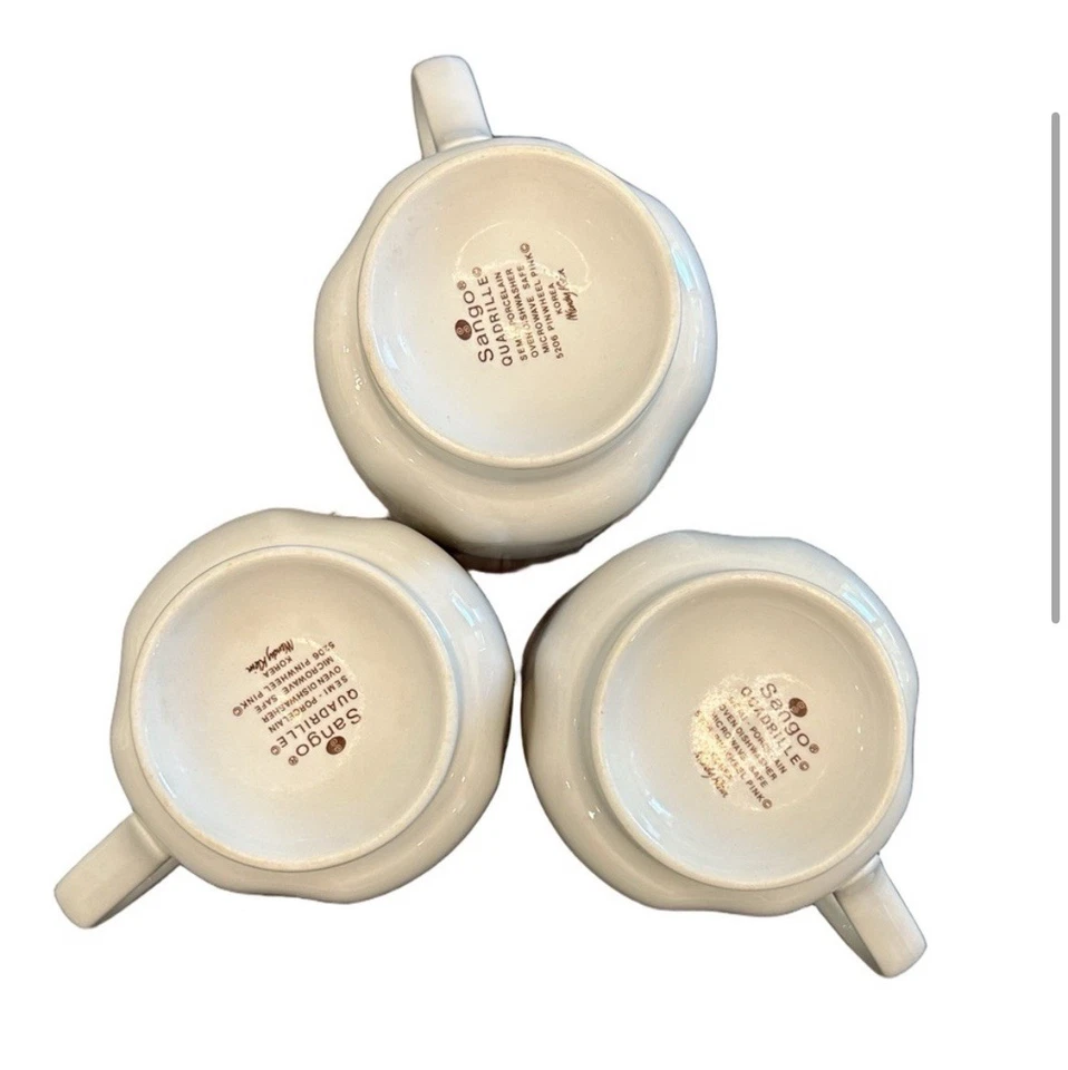 Винтажные чашки и блюдца на ножках 80-х Sango Quadrille PINWHEEL PINK Wave Semi Porcelain - Изображение 3 из 4