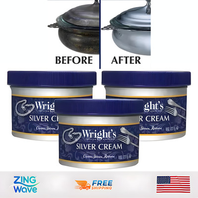 Wright s Silver Cream Cleaner Polish 8 oz 3 Pack Jewelry Metal Shine Restore