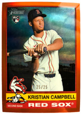 2025 Topps Heritage Chrome Orange Refractor #725 Kristian Campbell RC SP #25/25