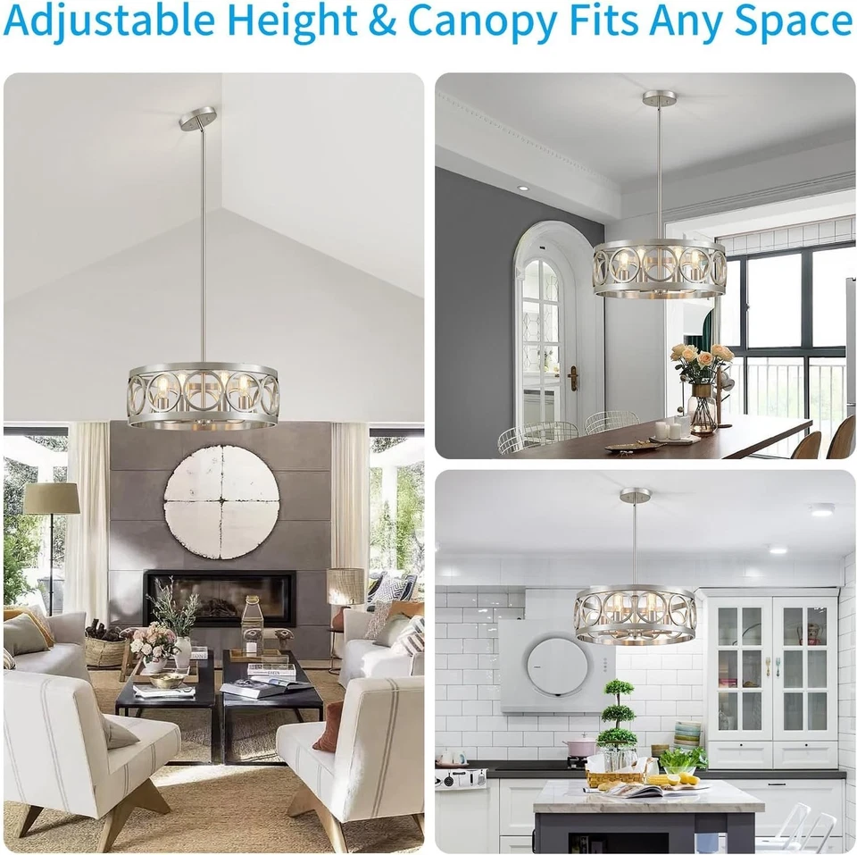 XINGQI 6灯现代吊灯拉丝镍农舍用餐吊灯 — 第 3/4 张图片