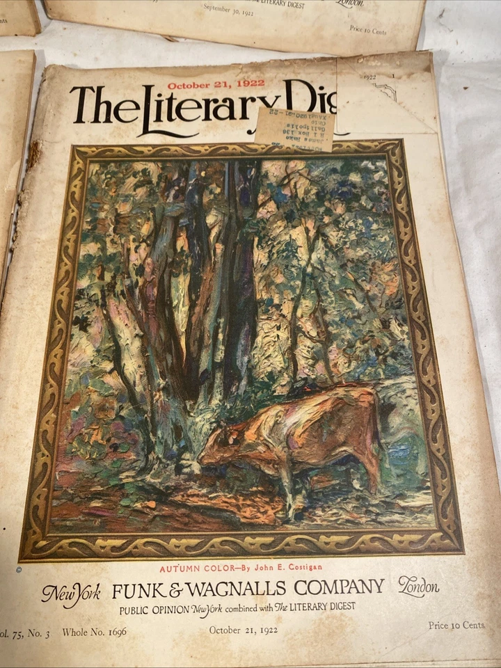 1922 Literary Digest Lot Of 4 Public Opinion Funk Wagnalls September October - Image 3 of 4