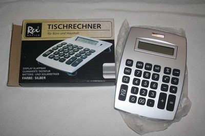 Rex Tischrechner Bürorechner Taschenrechner Solar Display klappbar mit Füßen NEU