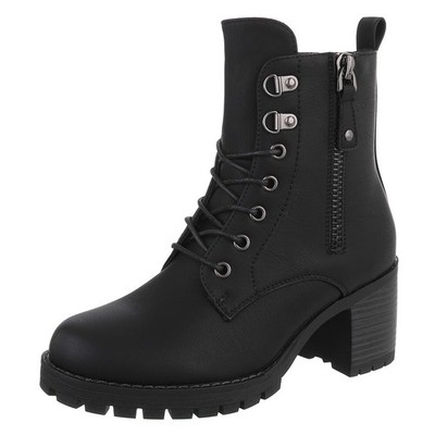 Used Look Damen Schnürschuhe mit Lochschnürung Ital-Design 7240 in Schwarz