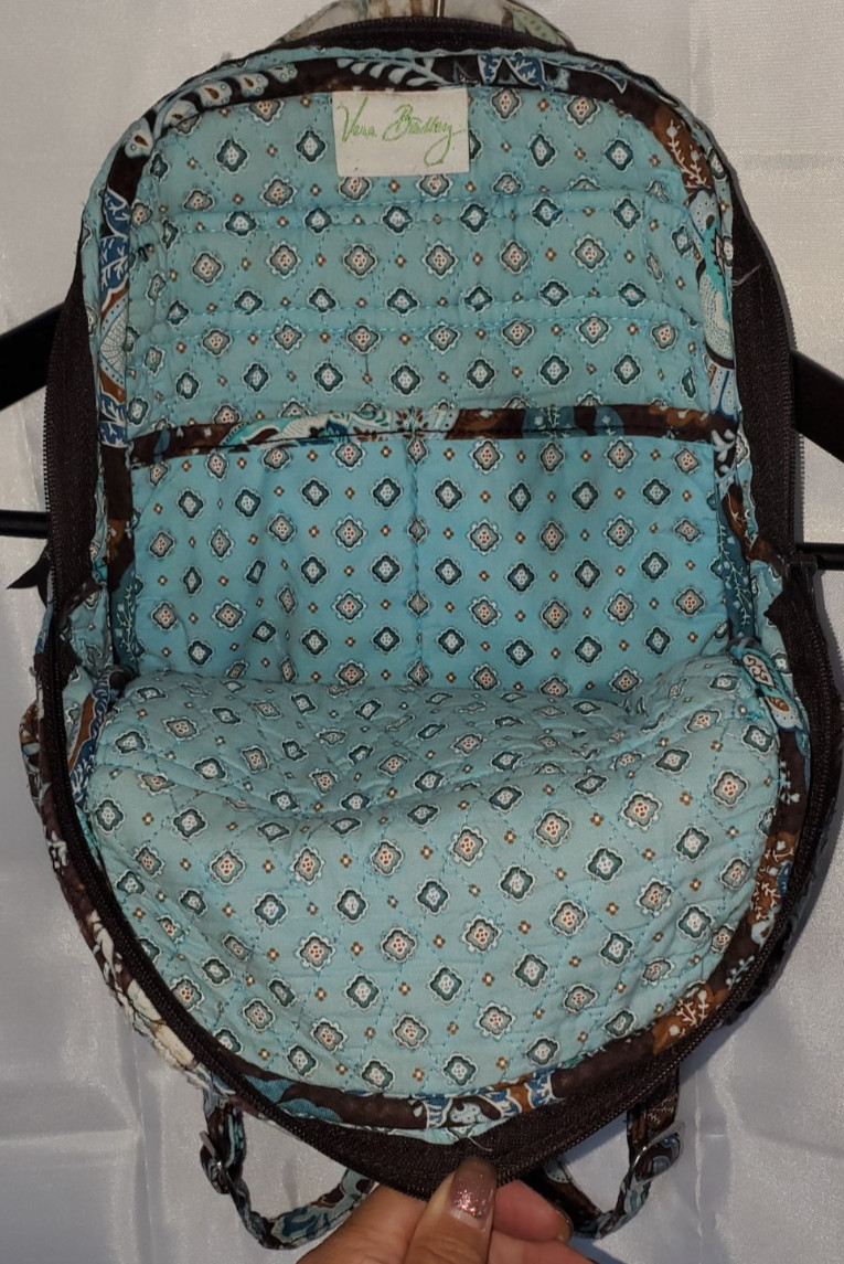 Vera Bradley Small Quilted Brown and Java Blue Fl… - image 5