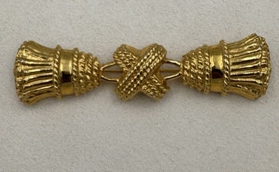 Vintage IVANA Trump Gold Tone Double Tassel Knot Brooch Signed Rare Pin
