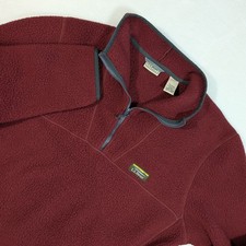 LL Bean Katahdin Fleece Pullover Men's Large Burgundy 1/4 Zip Mock Neck 511605