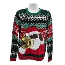 Blizzard Bay Mens Medium Sweater Santa Clause Christmas Multicolor Knit Pullover