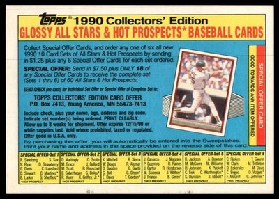 1990 Topps #NNO Topps 1990 Collectors' Edition: Glossy All Stars & Hot Prospects