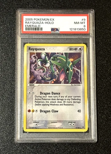 PSA 8 ⭐ RAYQUAZA #9 HOLO 2005 POKEMON EMERALD – EX ERA