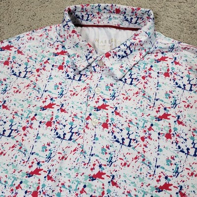 Maelreg Mens Golf Performance Polo M Paint Splatter Pickle Ball Activewear Party
