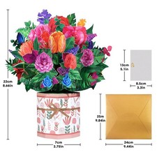 3D Flower Pop Up Card With Envelopes For Birthday Mother's Day Handmade Foldable