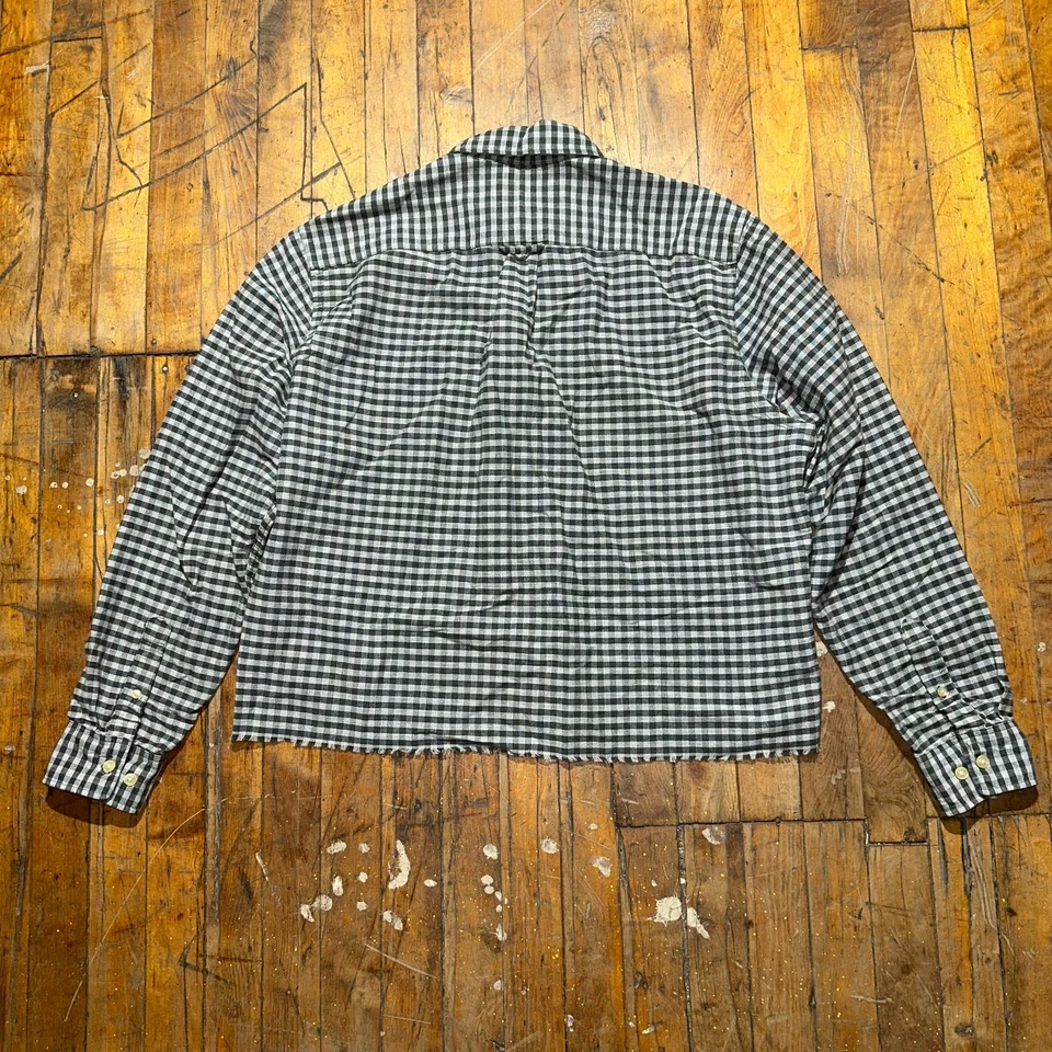 H&M Flannel Shirt Boys L White Black Check Regular Fit Long Sleeve Button Down - Image 2 of 4