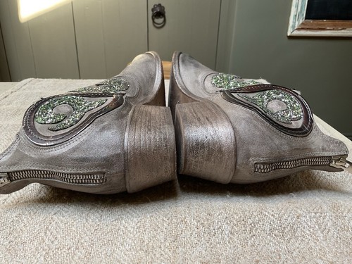 Russell & Bromley metallic CIRQUE leather Western Gaucho ankle boots 39 EU 6 UK - Picture 14 of 23