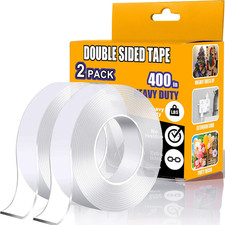 Double Sided Tape Heavy Duty 2 Pack, 1.2 Inch x 400 Inch  Extra Large Nano Doubl