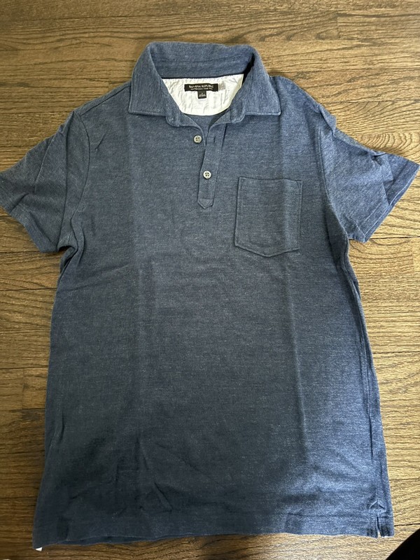 Banana Republic Shirt Men Small  Blue Performance Pique Polo Quarter Buttons