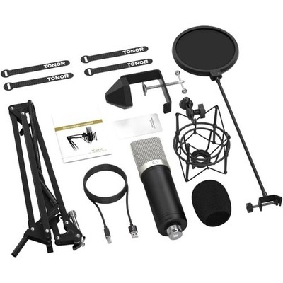 Condenser Microphone 192kHz/24Bit USB Cardioid Computer Mic Set for Studio