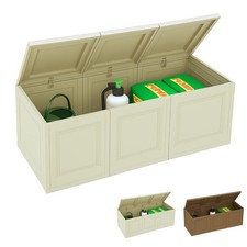 2 Colori | Baule da Esterno, Interno in Plastica Effetto Legno 125x40x42 cm 210L