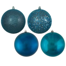 Vickerman 2.75" Sea Blue 4-Finish Ball Ornament Assortment, 20 per Box
