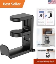 Elegant Adjustable Headphone Stand with 360  Swivel  Cable Organizer - Black