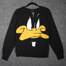 Daffy Duck Sweatshirt Pullover Small Black Warner Bros Cartoons Y2K
