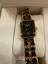 CHANEL Première Swiss Made Quartz Black Dial Gold Rectangular Chain Bracelet