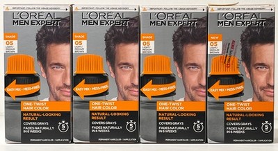 4x L'Oreal Men Expert OneTwist Hair Color Dye LIGHT MEDIUM BROWN 05 DISCONTINUED
