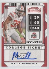 2020 Panini Contenders Draft Picks College Ticket Malik Harrison #189 Auto 0c2
