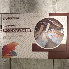 Kernowo All-in-One Wood Carving Kit Set w/ 8 Whittling Knives & 6 Basswood