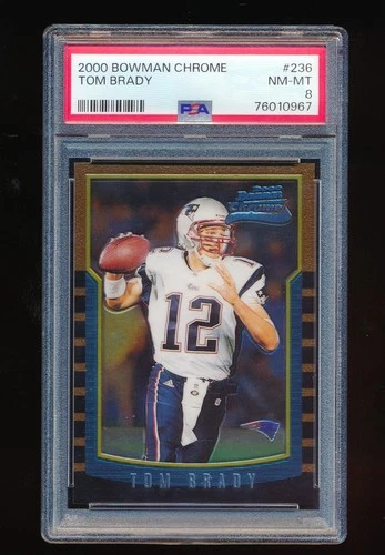 PSA 8 TOM BRADY 2000 BOWMAN CHROME #236 RC ROOKIE CARD BEAUTIFUL GREAT CENTERING