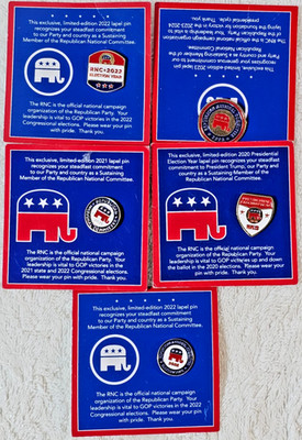 Lot of 5 RNC Republican Lapel Pins 2020 2023 Election Year GOP Cards