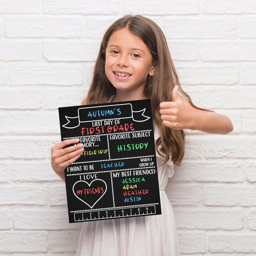 JennyGems First and Last Day of School Reusable Double Sided Chalkboard Sign - Picture 5 of 12