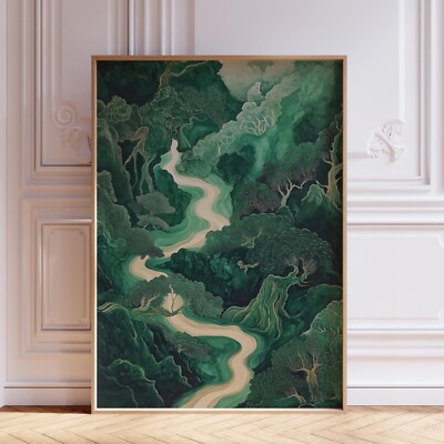 Green Japandi Wall Art Print